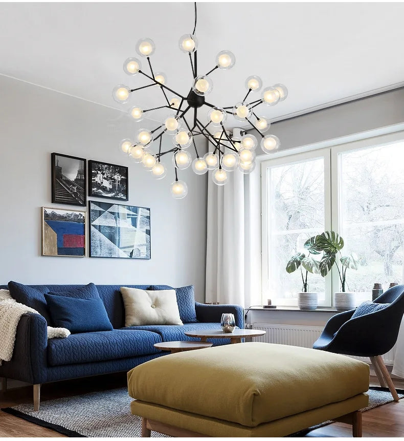 ثريا Firefly LED من DecorBites™: مصباح سقف حديث بتصميم فرع الشجرة لديكور منزل أنيق
