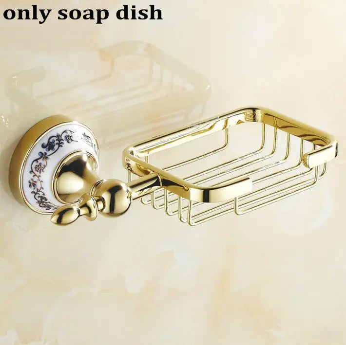 DecorBites™ Golden Polished Porcelain Bath Hardware Set for Bathroom Essentials