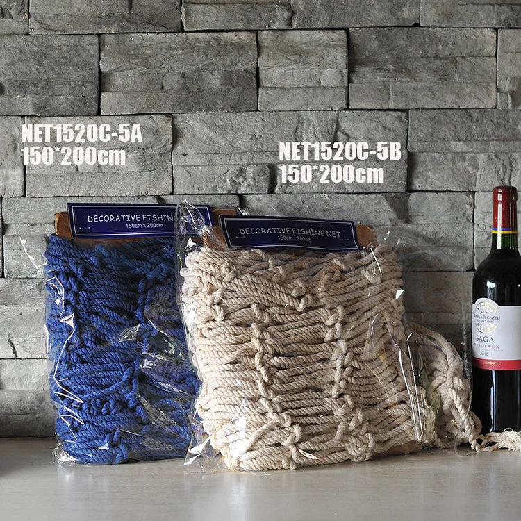 DecorBites™ Decorative Fishing Net Wall Hanging - Mediterranean Style Nautical Home Decor