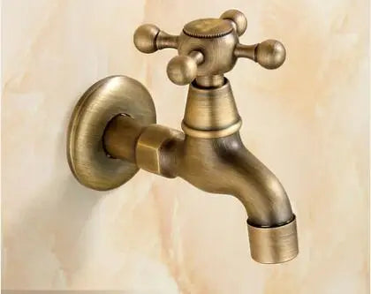 DecorBites™ Dragon Carved Antique Brass Garden Bibcocks Single Cold Tap for Outdoor ★