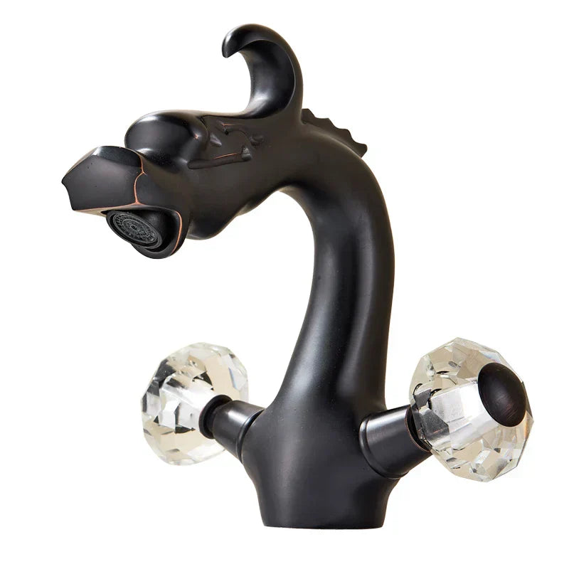 DecorBites™ Dragon Handle Basin Faucet - Antique Bronze Vessel Sink Mixer Tap