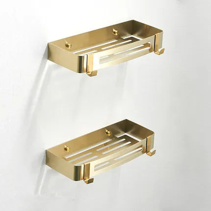 DecorBites™ Bath Set: Towel Rack, Corner Shelf, Paper Holder, Mixer Faucet - Brushed Matt Gold