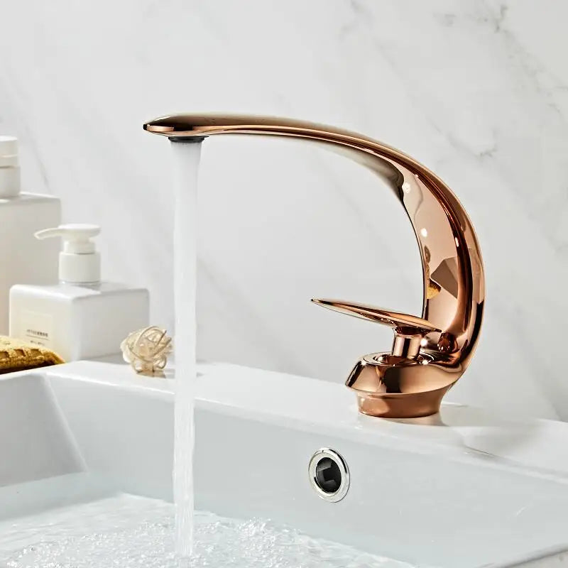 DecorBites™ Basin Faucet: Rose Gold/Black/Gold Bathroom Sink Mixer Tap made of Brass
