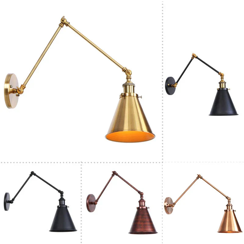 DecorBites™ Iron Loft Retro Wall Lamp Sconce Indoor LED Industrial Black Brass