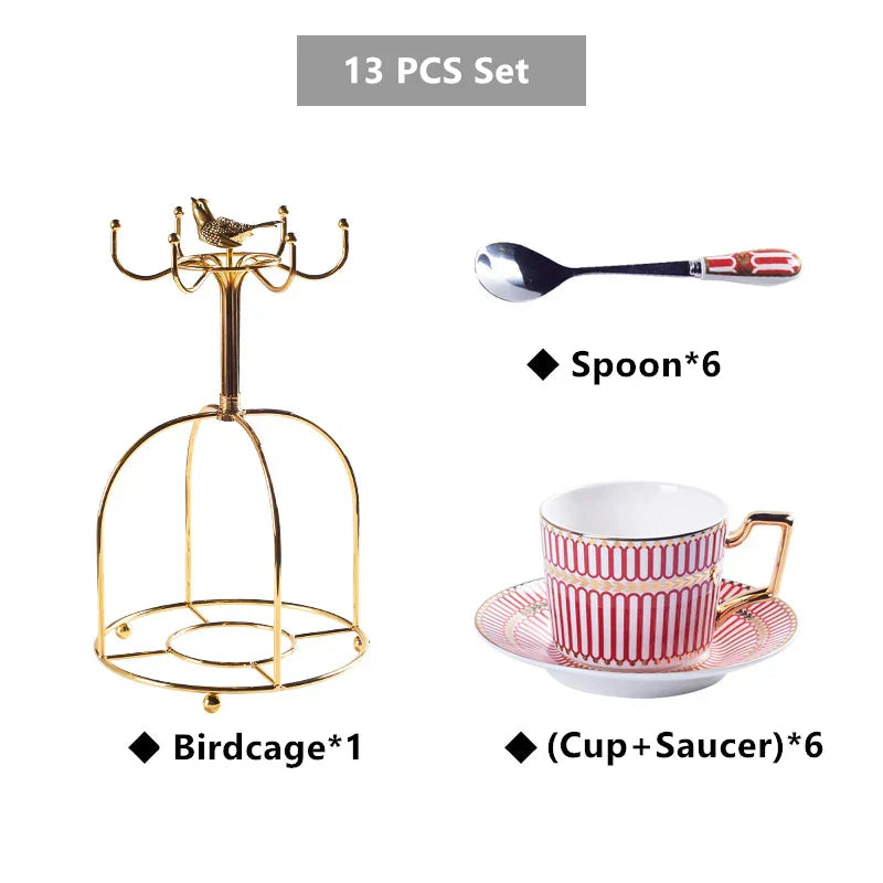 DecorBites™ Gold Porcelain Coffee & Tea Set - Luxury Bone China Porcelain Coffeeware
