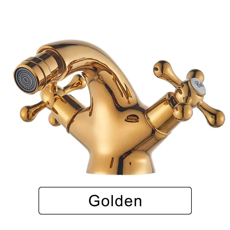DecorBites™ Dual Handle Bidet Faucet for Vessel Sink, Deck Mounted Water Mixer Tap