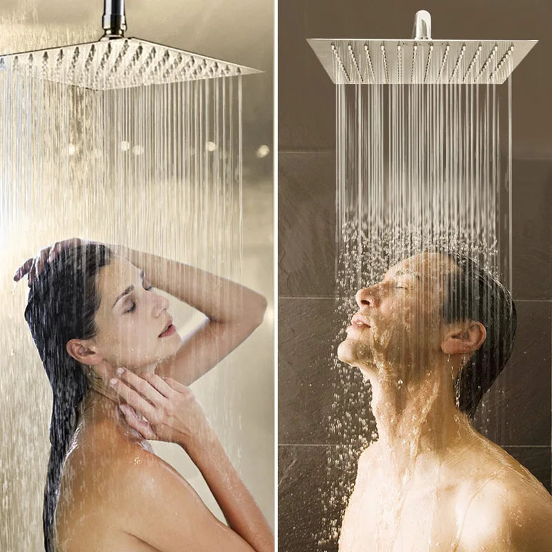 DecorBites™ 16" Stainless Steel Ultrathin Rainfall Shower Head Chrome - Large Flow