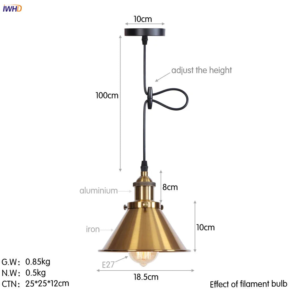 DecorBites™ Gold Retro Edison LED Pendant Lights for Dinning Living Room Industrial Decor