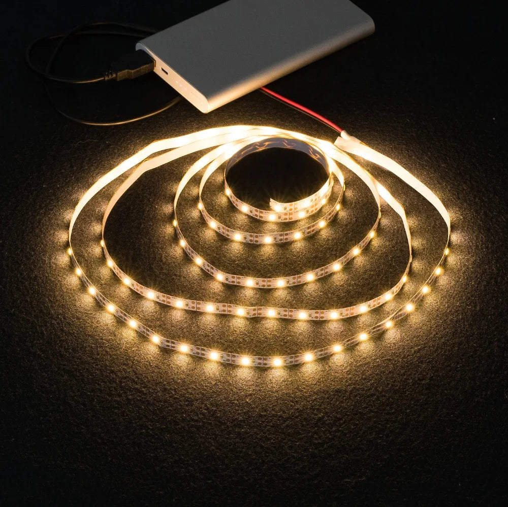 DecorBites™ 2835 DC LED Light Strip USB 5V Flexible 50CM - 5M White/Warm TV Background Night Light