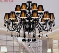 DecorBites™ Black Crystal Chandelier Lamps with Fabric Lampshades for Dining, Bedroom, Living Room