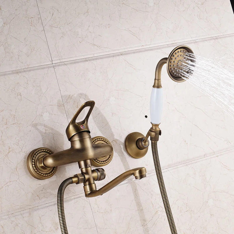 DecorBites™ Brass Long Nose Shower Faucet Wall Mount Single Handle Mixer Tap