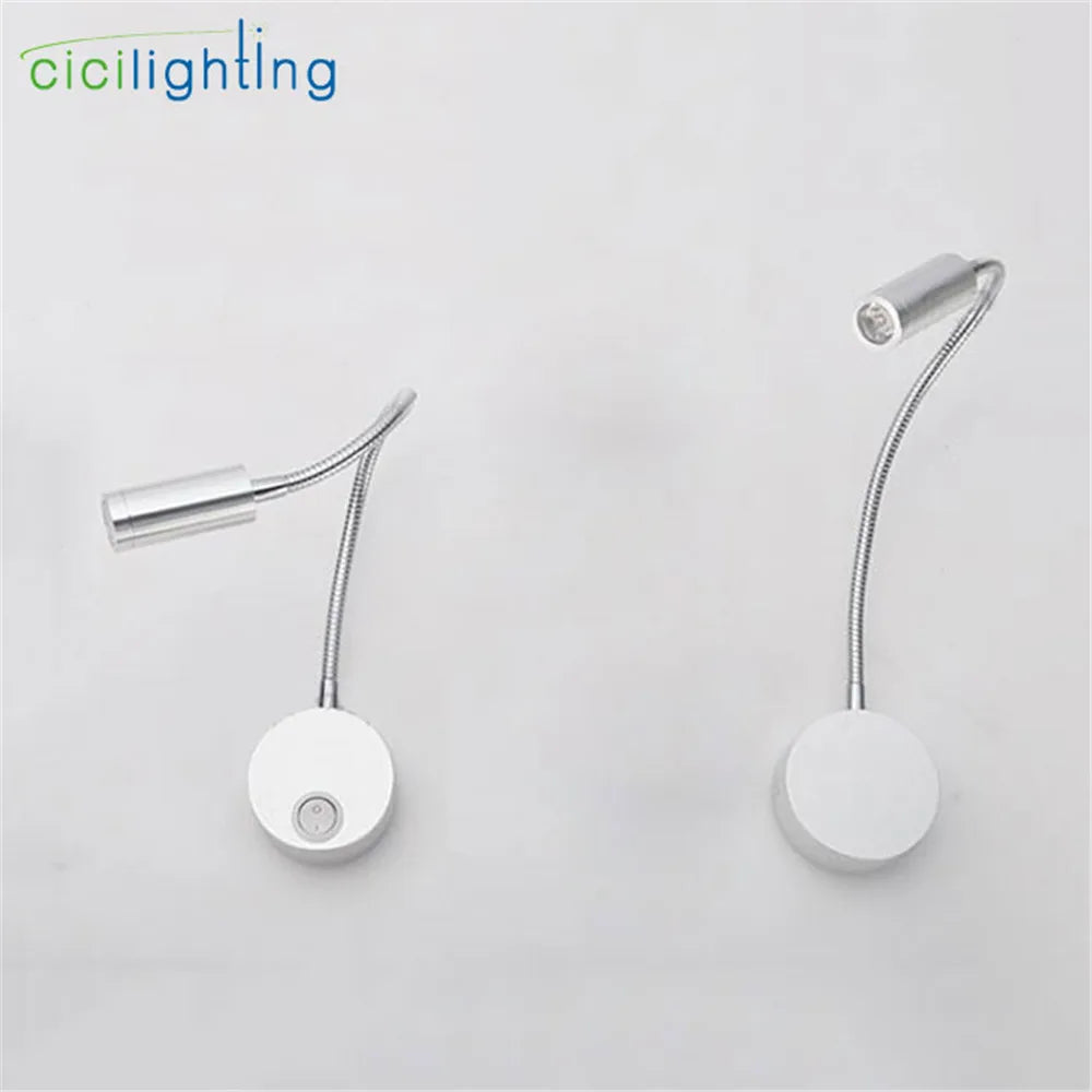 DecorBites™ 3W Flexible Gooseneck LED Wall Sconce for Bedroom Reading, Aluminum Lightning