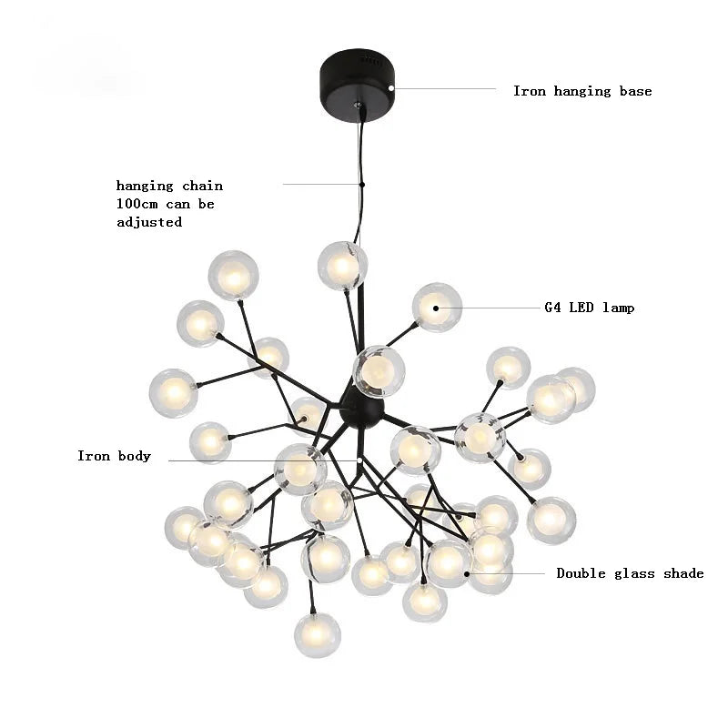 ثريا Firefly LED من DecorBites™: مصباح سقف حديث بتصميم فرع الشجرة لديكور منزل أنيق