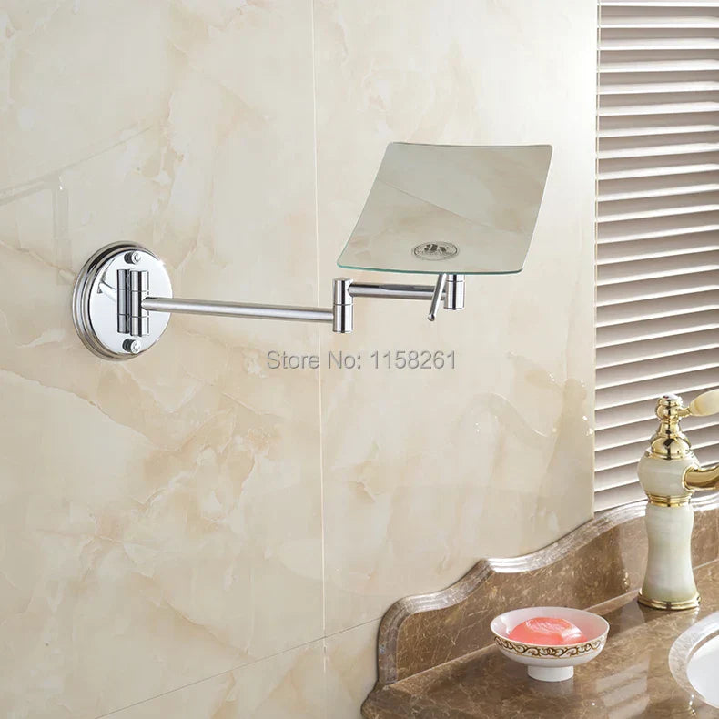 مرآة مكياج للحمام تُثبَّت على الحائط من DecorBites™ بتكبير 3x وذراع قابلة للطي - ليدي سكوير