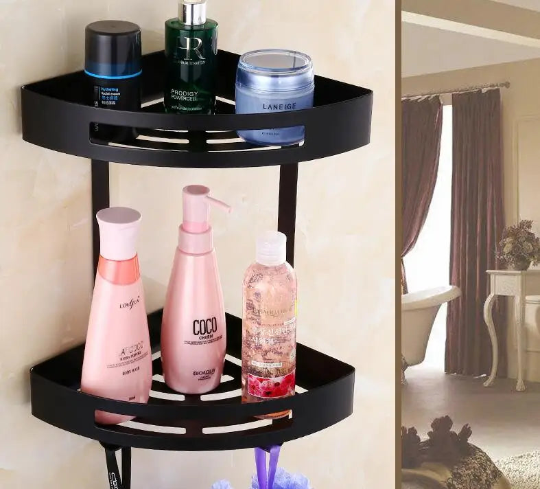 DecorBites™ Gold Stainless Steel Bathroom Corner Shelf - Shower, Shampoo Holder Basket