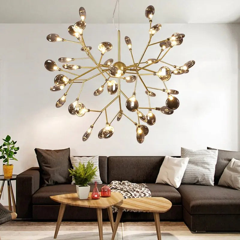 DecorBites™ ثريا الفروع LED: إضاءة صالون Heracleum Lustre للمطبخ والبار والمطعم