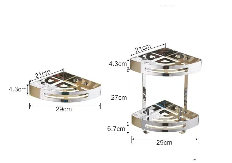 DecorBites™ Gold Stainless Steel Bathroom Corner Shelf – Rose Gold Shower Caddy