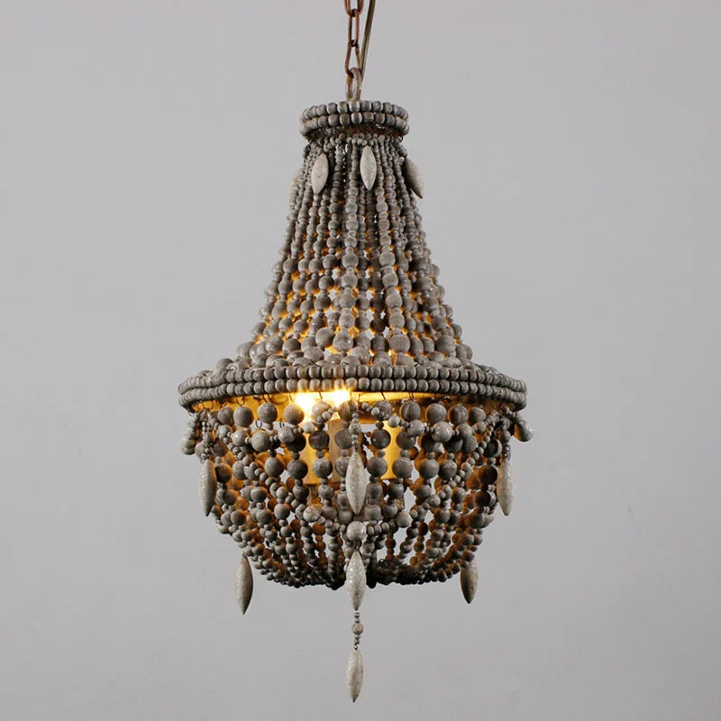 DecorBites™ French Country Wood Bead Chandelier: 3/5 Lights Princess Decorative Hanging Fixture