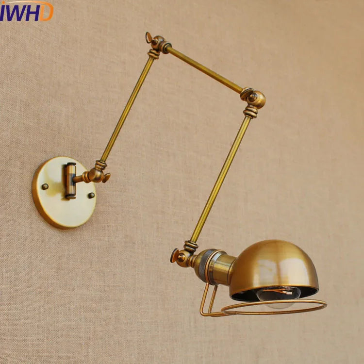 DecorBites™ Gold Swing Arm LED Wall Lamp Retro Loft Industrial Sconce
