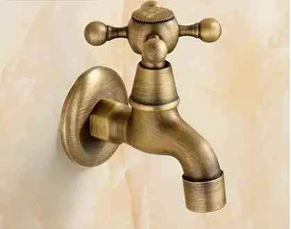DecorBites™ Dragon Carved Antique Brass Garden Bibcocks Single Cold Tap for Outdoor ★