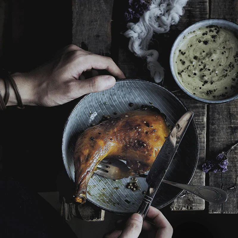 وعاء شوربة من السيراميك على الطراز الياباني من DecorBites™ - وعاء سلطة كبير لأدوات المائدة