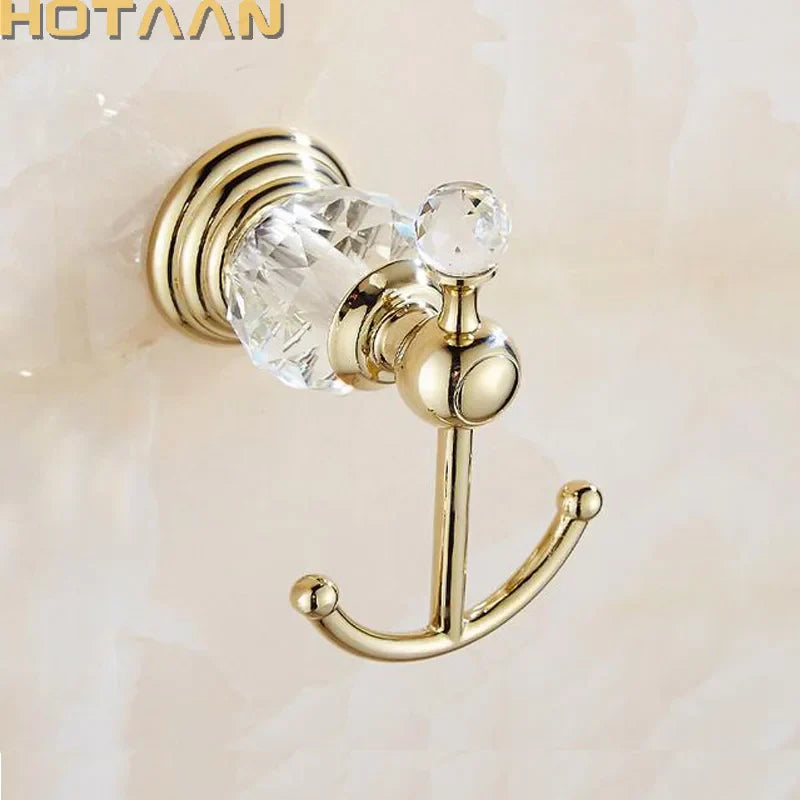 شماعة أرواب كريستالية ذهبية DecorBites™ لتعليق المناشف لديكور حمام أنيق
