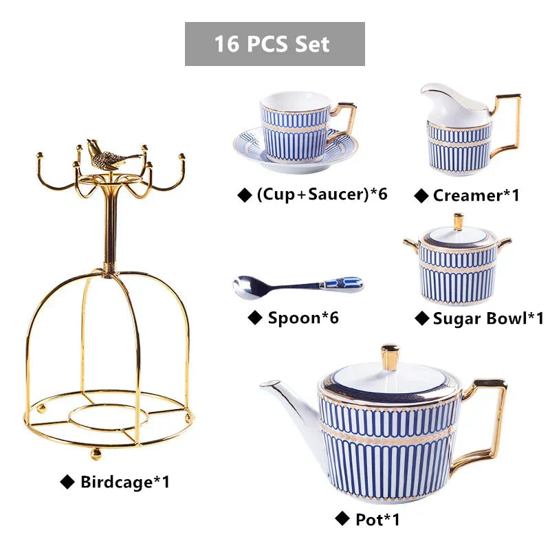 DecorBites™ Gold Porcelain Coffee & Tea Set - Luxury Bone China Porcelain Coffeeware