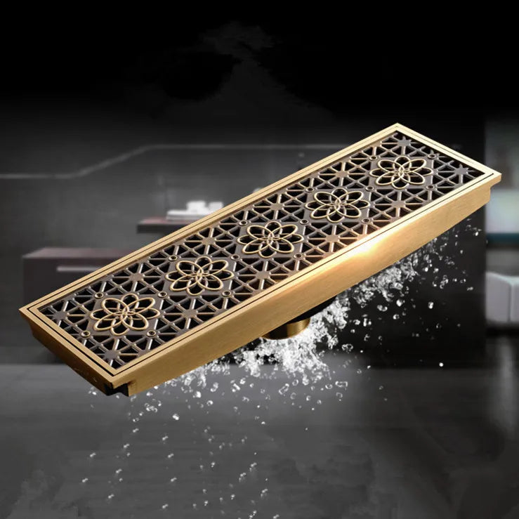 DecorBites™ Euro Antique Brass Carved Floor Drain Cover for Bathroom Bath Accessories