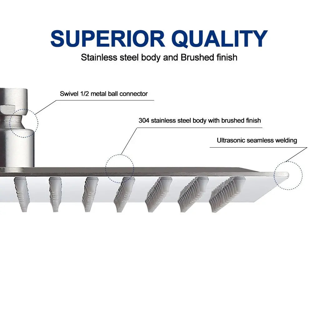 DecorBites™ 16" Stainless Steel Ultrathin Rainfall Shower Head Chrome - Large Flow
