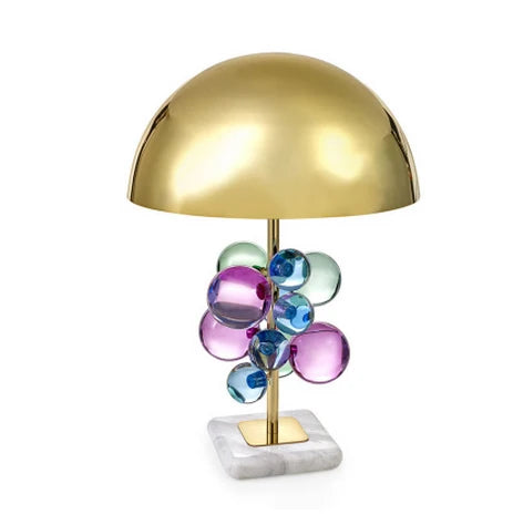 مصباح طاولة كريستال ماربل بابل من DecorBites™. مصباح مكتبي LED لغرفة النوم والبهو.