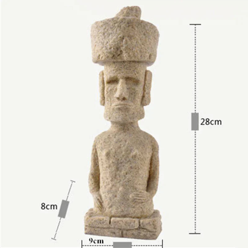 DecorBites™ Easter Island Moai Pukao Statue Figurine Home Office Decoration Living Room Decor Shelf