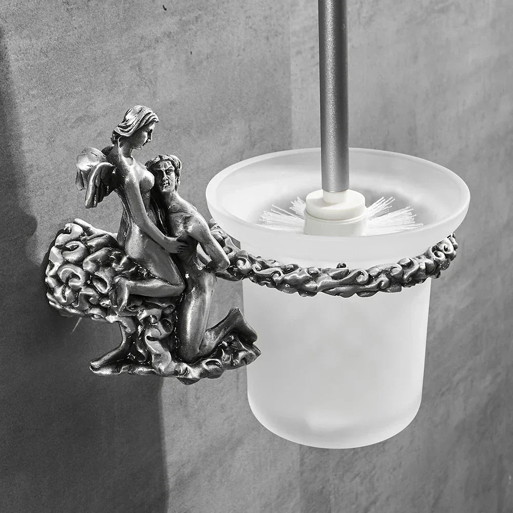 DecorBites™ Bathroom Hardware Set: Toilet Paper Holder, Towel Bar, Brush Holder - Mountable Romantic Design