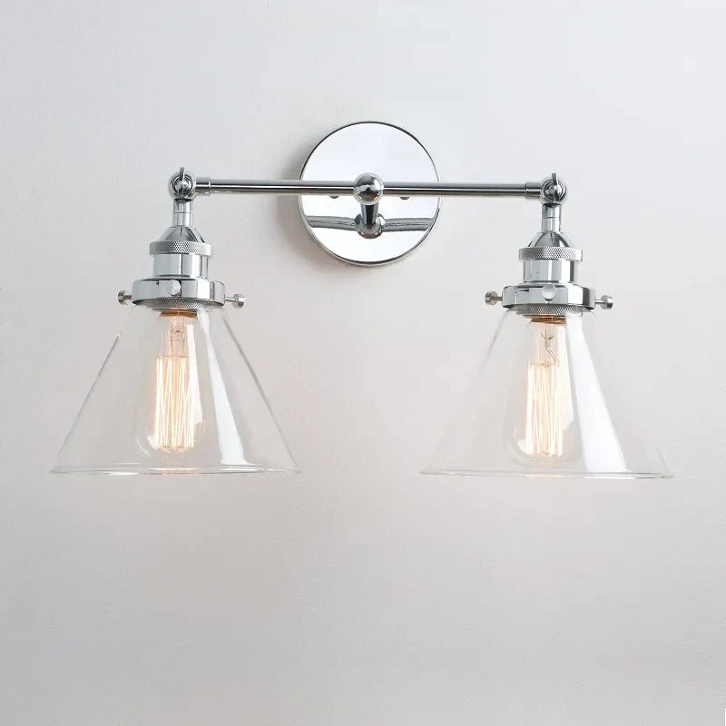 DecorBites™ Funnel Glass Metal Wall Light Double Heads Sconce Lamp Fixtures
