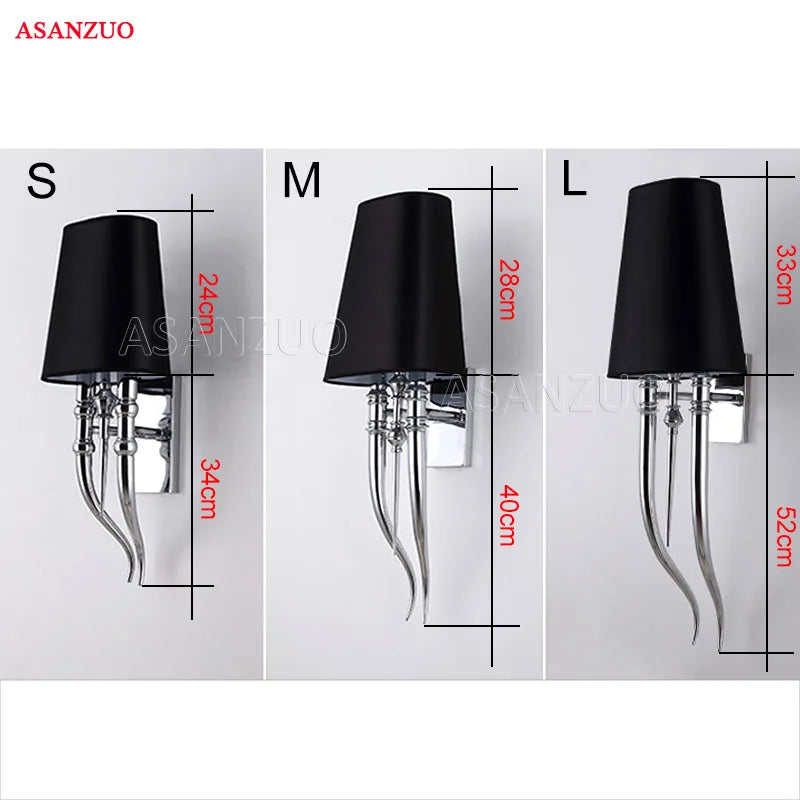 DecorBites™ Iron Claw Horn Wall Sconce with Cloth Lampshade for Bedroom and Living Room