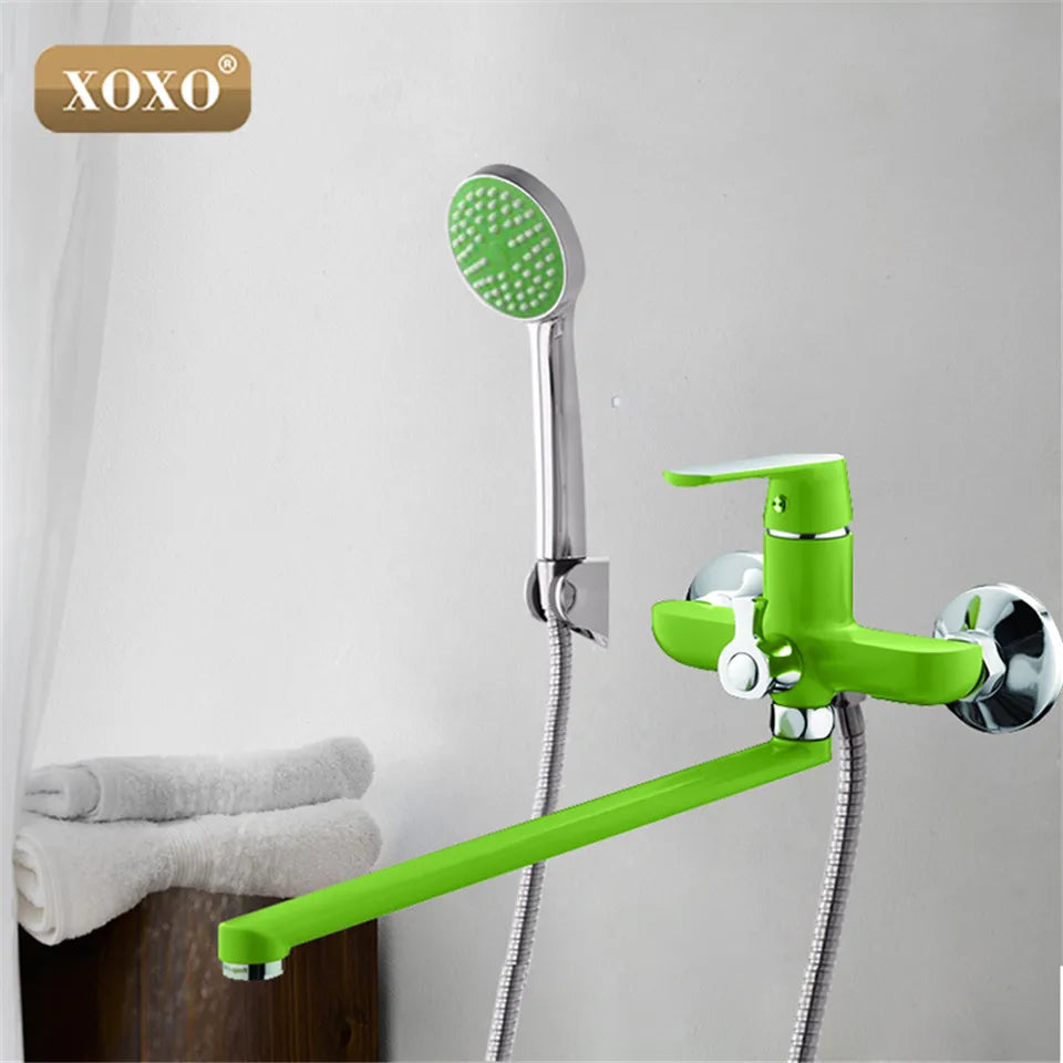 DecorBites™ Green Spray Painted Brass Bath Shower Faucet