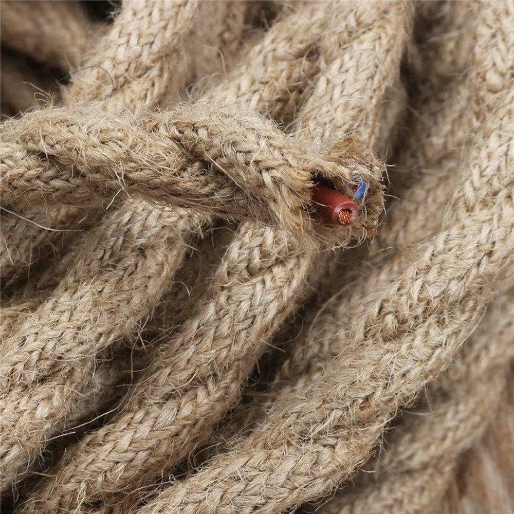 DecorBites™ 2Core Copper Hemp Rope Woven Textile Wire Cable - Vintage Industrial Pendant Light Cord