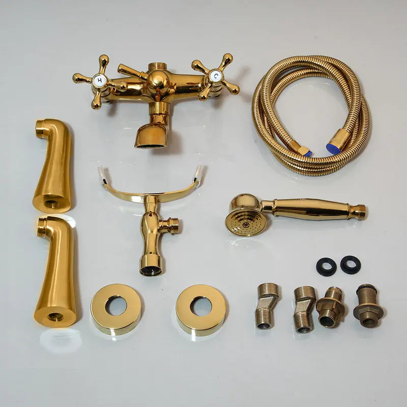 DecorBites™ Golden Bathtub Faucet with Handshower and 2 Handles
