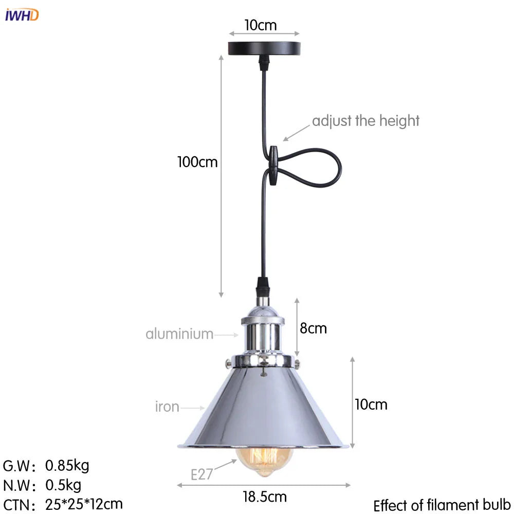 DecorBites™ Gold Retro Edison LED Pendant Lights for Dinning Living Room Industrial Decor