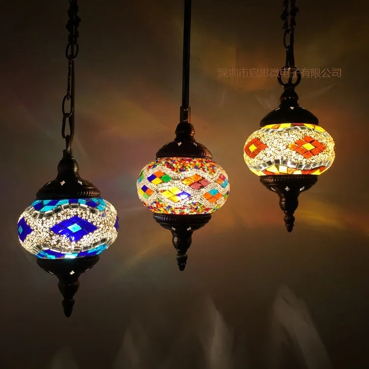 Handmade Turkish Mosaic Glass Pendant Light