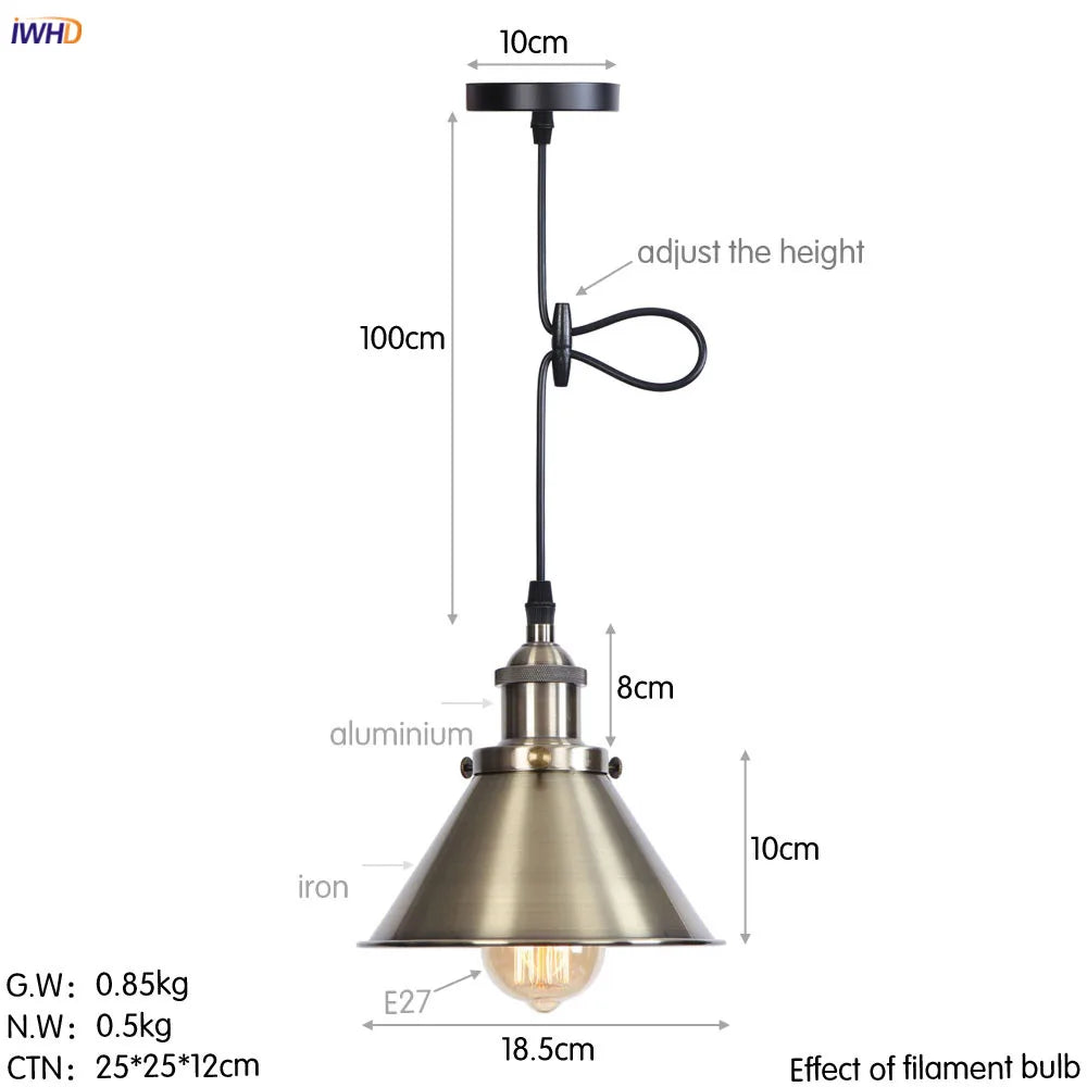 DecorBites™ Gold Retro Edison LED Pendant Lights for Dinning Living Room Industrial Decor