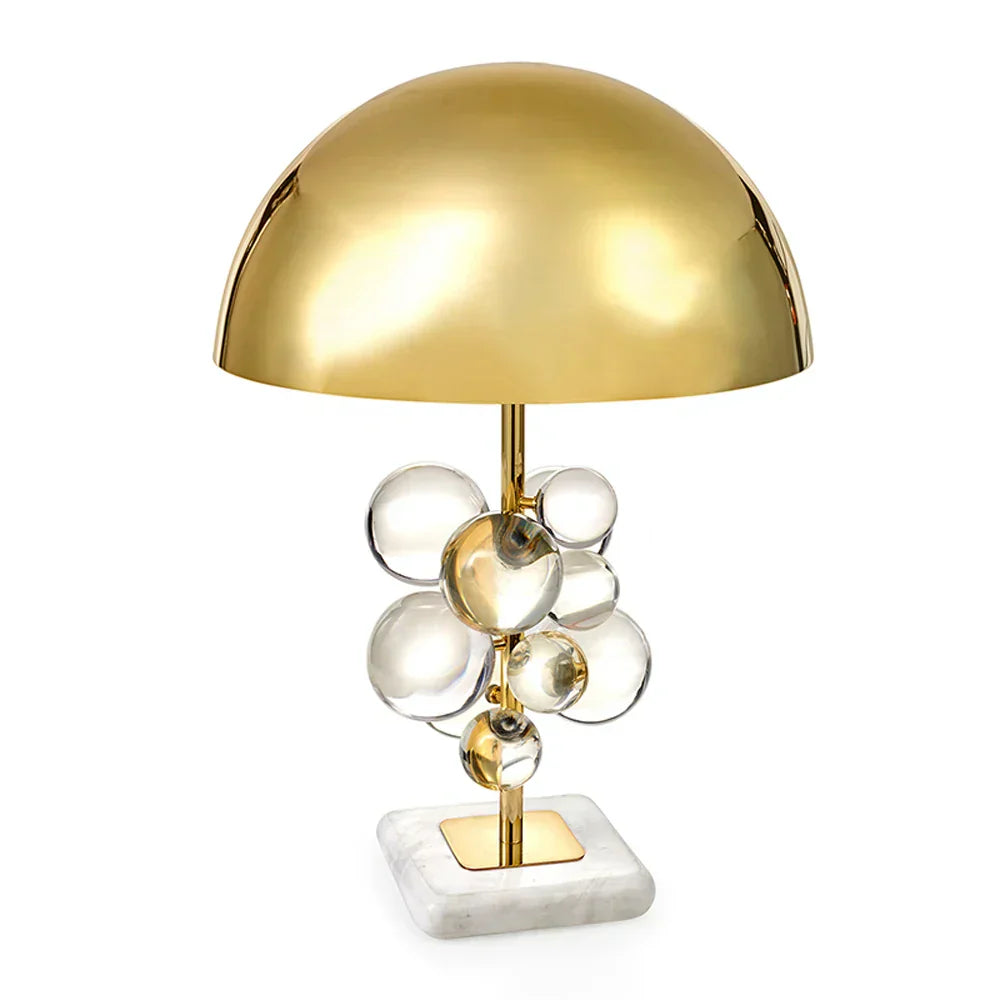 مصباح طاولة كريستال ماربل بابل من DecorBites™. مصباح مكتبي LED لغرفة النوم والبهو.