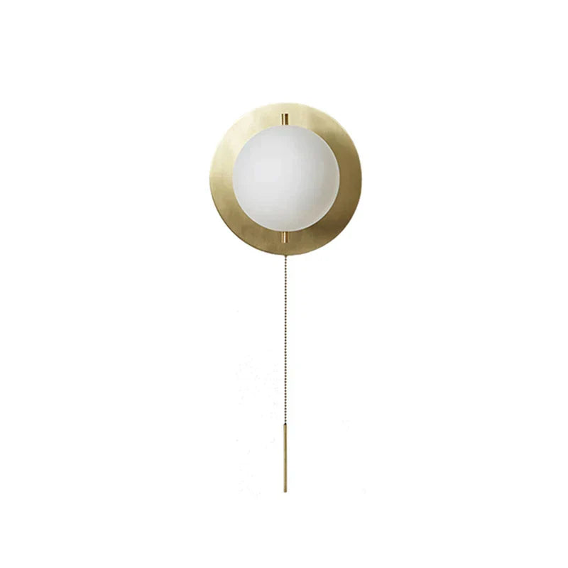 مصباح حائط زجاجي دائري من DecorBites™ نحاسي لغرفة المعيشة وغرفة النوم