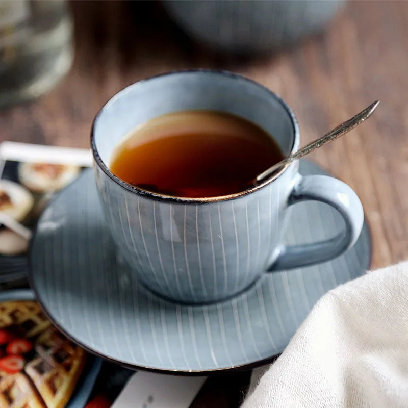 DecorBites™ Elegant Ceramic Coffee Cup Set with Saucer - Eco-Friendly Porcelain Tea Cup -