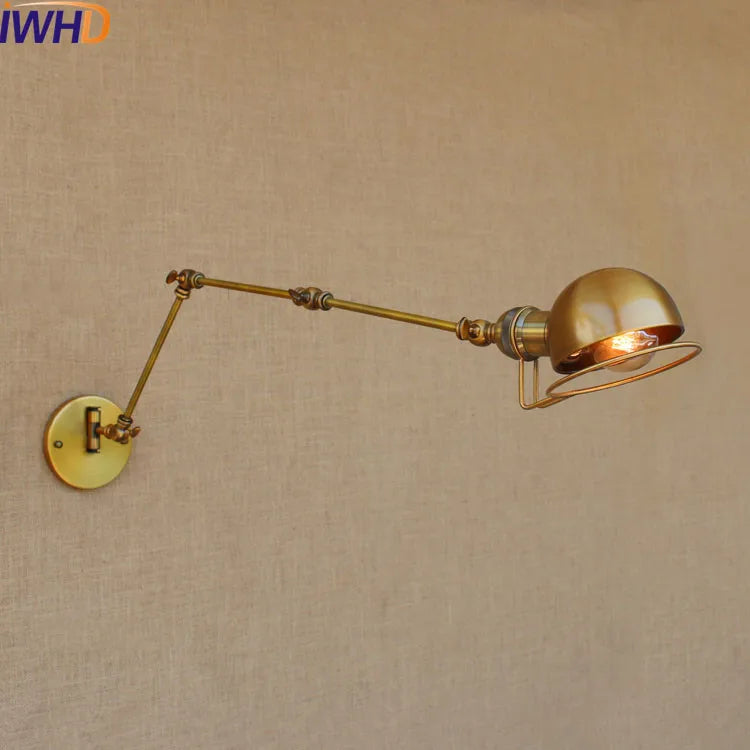 DecorBites™ Gold Swing Arm LED Wall Lamp Retro Loft Industrial Sconce