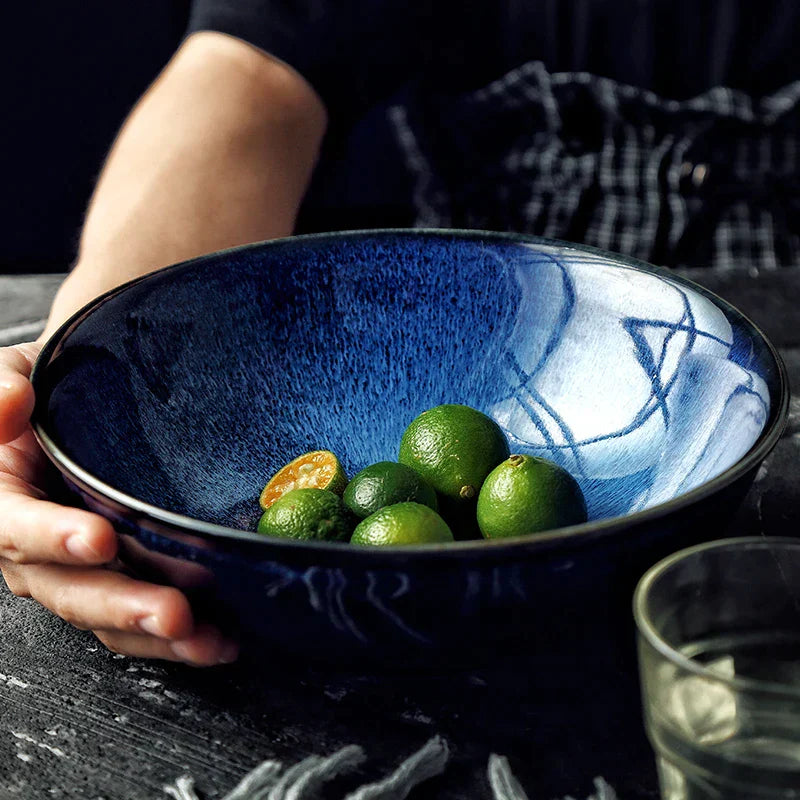 DecorBites™ Kiln Glazed Ceramic Noodle Bowl - Large Soup Bowl for Ramen, Rice, and Salad