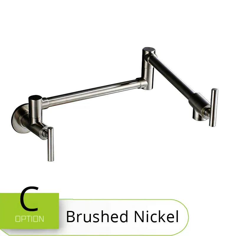 DecorBites™ Double Joint Spout Brass Kitchen Faucet, Single Hole Two Handle Swing Arm