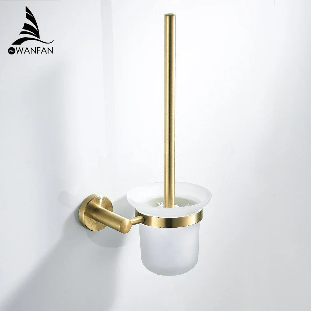 DecorBites™ طقم إكسسوارات حمام البجعة الذهبية: رف مناشف، حامل ورق تواليت، حامل مناديل رول