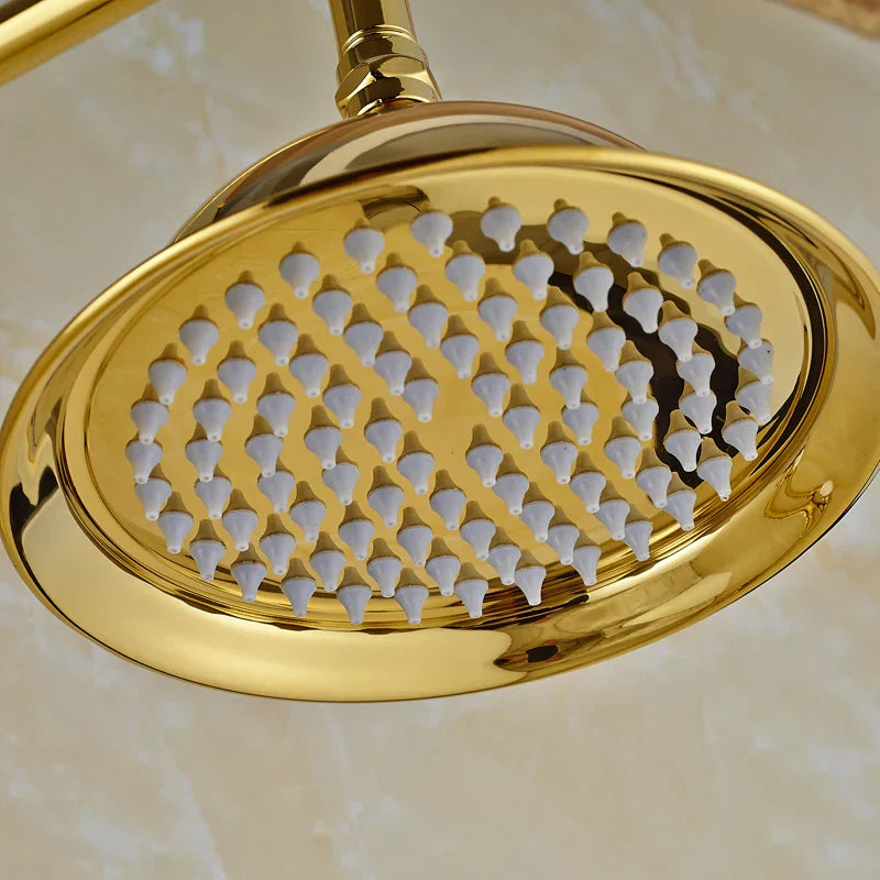 طقم صنبور دش حوض استحمام نحاسي بمقبض مزدوج من DecorBites™ مع رأس دش مطري 8 بوصة