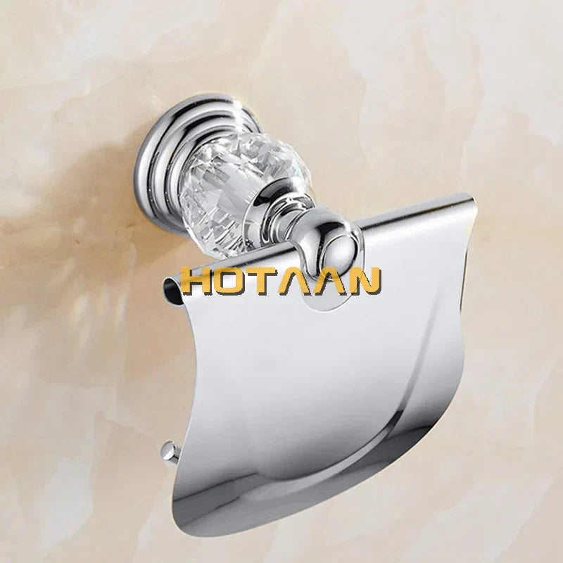 DecorBites™ Crystal Chrome Toilet Paper Holder - Wall Mount Paper Towel Rack