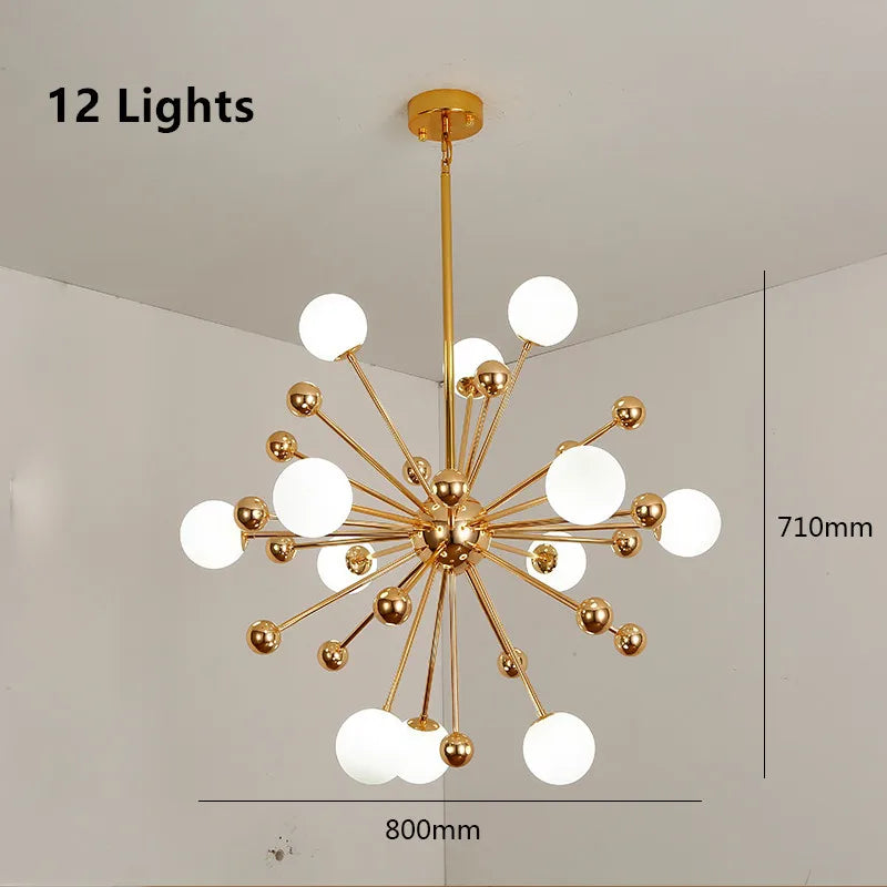 DecorBites™ Acrylic Molecule Chandelier Golden Kitchen Restaurant Lighting Sputnik Globe Lamp
